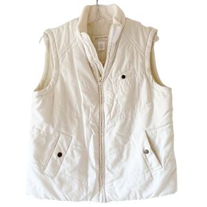 Jones New York Sport Womens Ivory Vest High Neck Winter Puffer Front Zip Medium